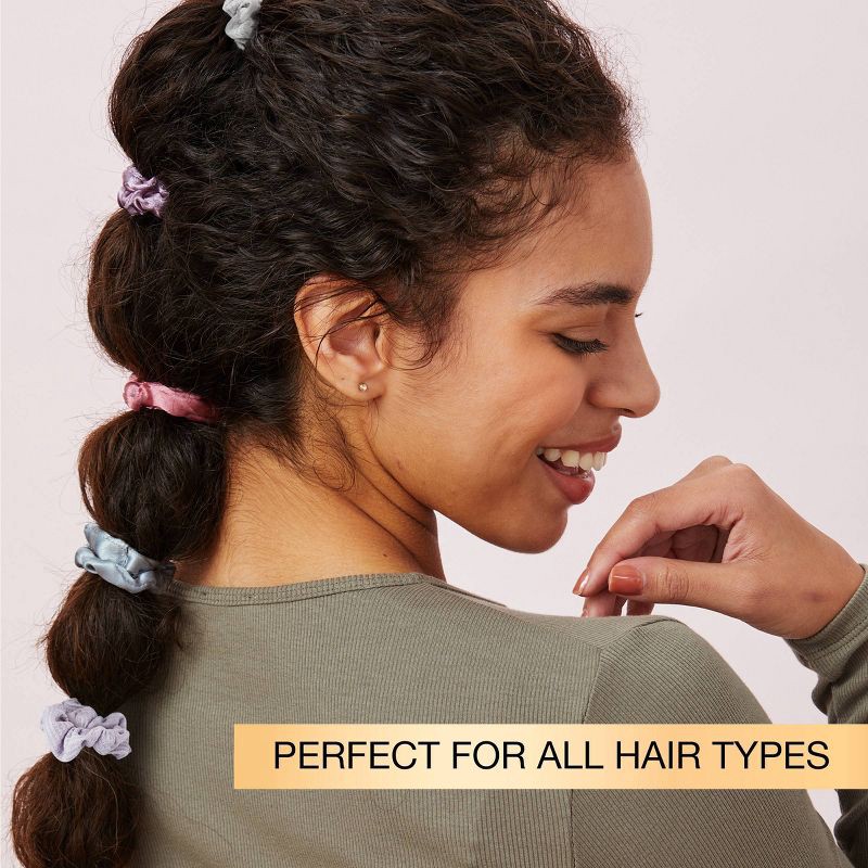 slide 6 of 8, scunci scünci Mixed Satin and Waffle Textured Scrunchies - Soft Pinks/Neutrals - All Hair - 12pcs, 12 ct