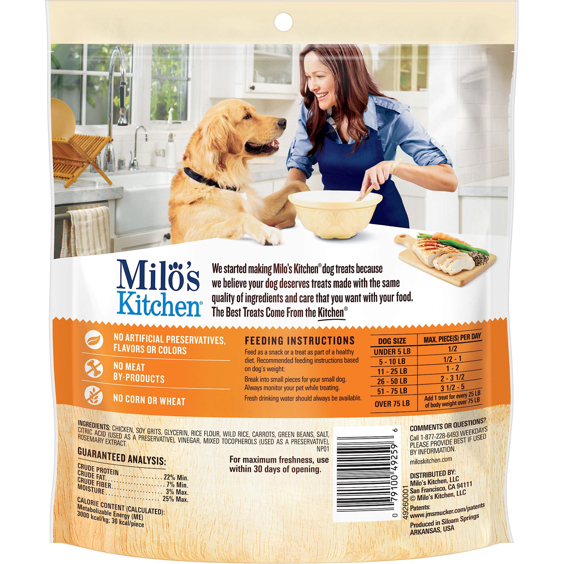 slide 4 of 4, Milo's Kitchen Homestyle Dog Treats, Chicken Recipe With Wild Rice & Spring Vegetables, 10-Ounce Bag , 10 oz