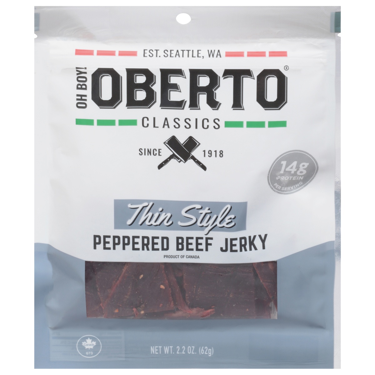 slide 1 of 2, Oberto Classics Thin Style Peppered Beef Jerky 2.2 oz, 2.2 oz