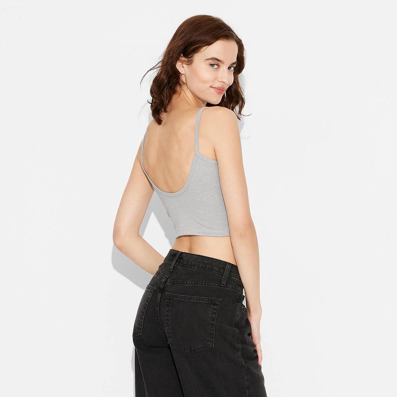 slide 3 of 4, Women's Scoop Back Cami - Wild Fable™ Heather Gray XS: Cotton Blend, Recycled Polyester, Spandex, Extra Lightweight, Pullover, 1 ct