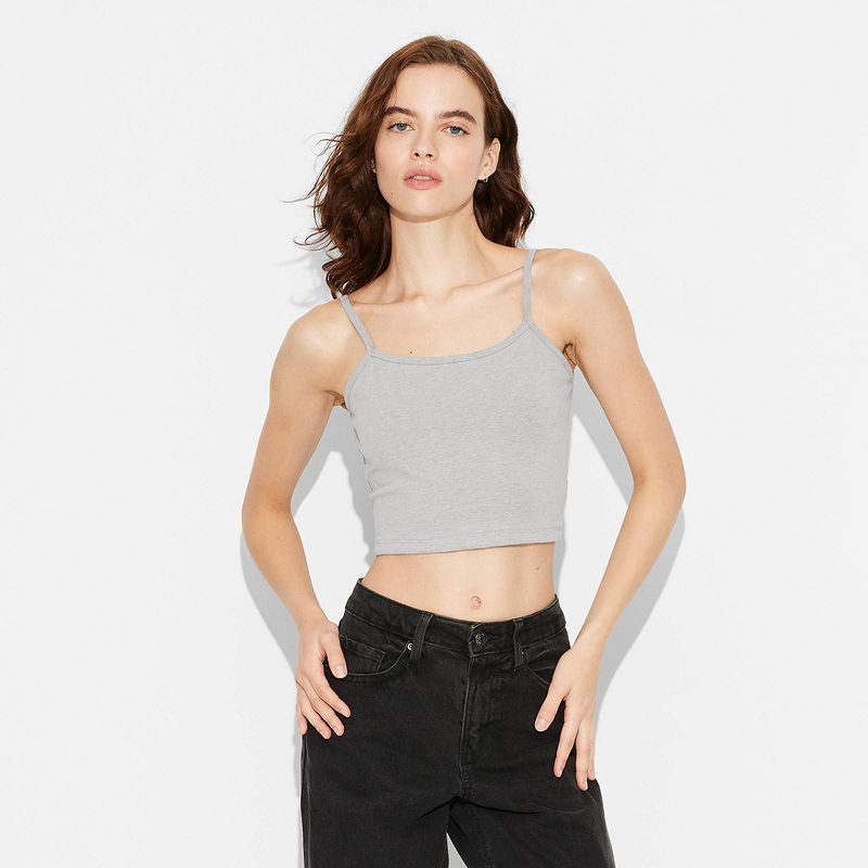slide 2 of 4, Women's Scoop Back Cami - Wild Fable™ Heather Gray L: Sleeveless, Pullover, Below Waist, 1 ct