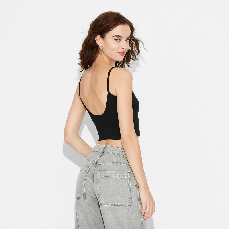 slide 3 of 4, Women's Scoop Back Cami - Wild Fable™ Black XXS: Cotton Spandex Blend, Pullover, Sleeveless, Below Waist, 1 ct
