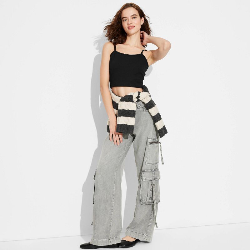 slide 1 of 4, Women's Scoop Back Cami - Wild Fable™ Black XS: Cotton Spandex Blend, Pullover, Sleeveless, Below Waist, 1 ct