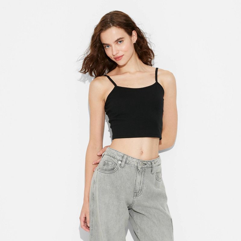 slide 2 of 4, Women's Scoop Back Cami - Wild Fable™ Black L: Cotton Spandex Blend, Extra Lightweight, Pullover, Below Waist, 1 ct