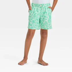 Boys' Submarine Printed Swim Shorts - Cat & Jack™ Green XS: Adjustable Waistband, UPF 50+ Protection
