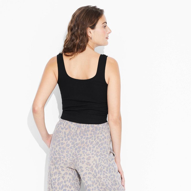 slide 3 of 4, Women's Slim Fit Tank Top - Wild Fable™ Black S: Cotton Blend, Recycled Polyester, Spandex, Midweight, Pullover, 1 ct