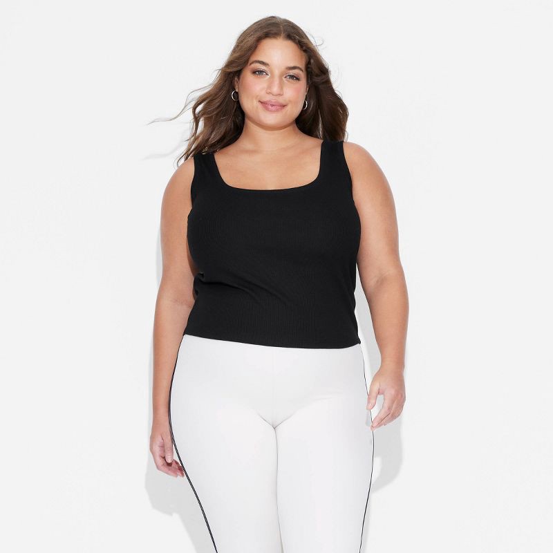 slide 2 of 4, Women's Slim Fit Tank Top - Wild Fable™ Black XXL: Midweight, Pullover, Sleeveless, 1 ct