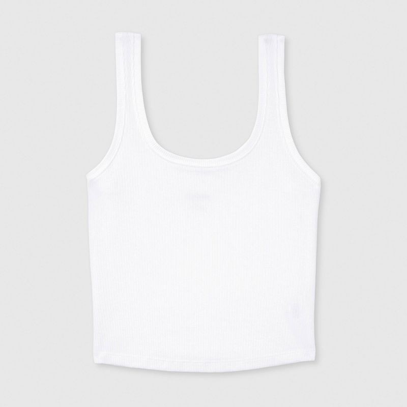 slide 4 of 4, Women's Slim Fit Tank Top - Wild Fable™ White L: Cotton Blend, Recycled Polyester, Spandex, Midweight, Pullover, 1 ct