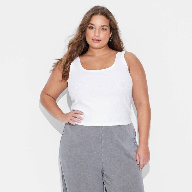 slide 2 of 4, Women's Slim Fit Tank Top - Wild Fable™ White XXL: Midweight, Pullover, Sleeveless, 1 ct