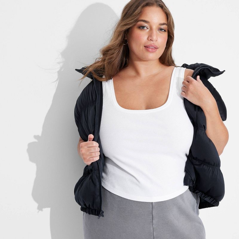 slide 1 of 4, Women's Slim Fit Tank Top - Wild Fable™ White XXL: Midweight, Pullover, Sleeveless, 1 ct