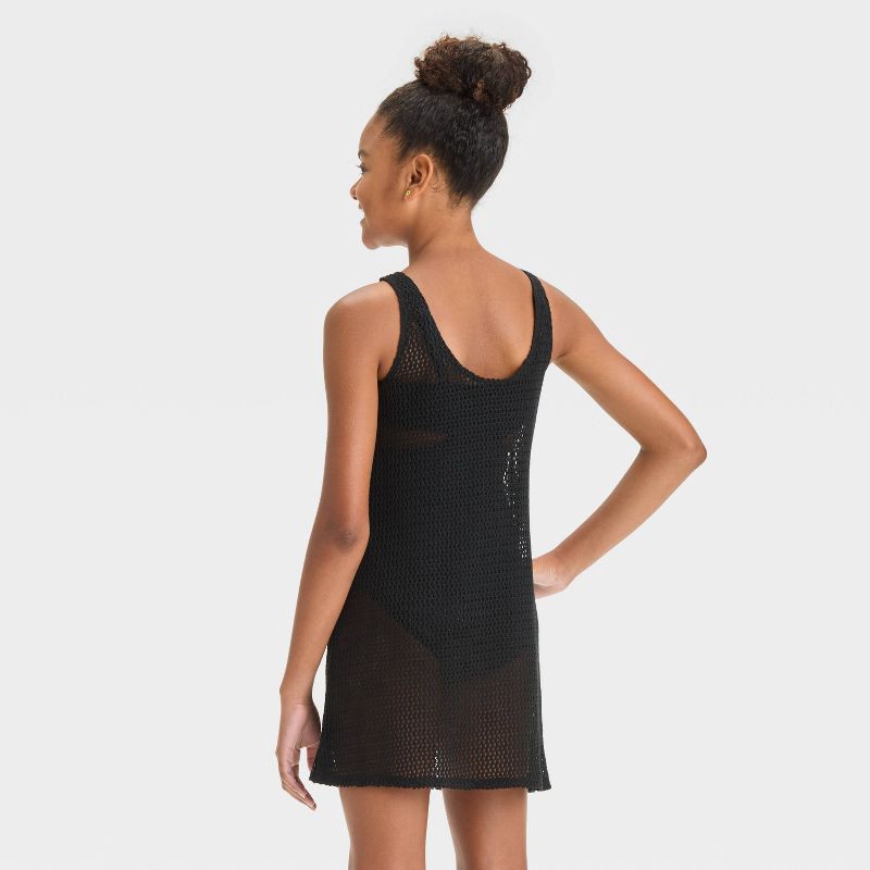 slide 2 of 3, Girls' Solid Cover Up Dress - art class™ Black L: Recycled Polyester, Pull-On, Knit, Machine Washable, Large, 1 ct