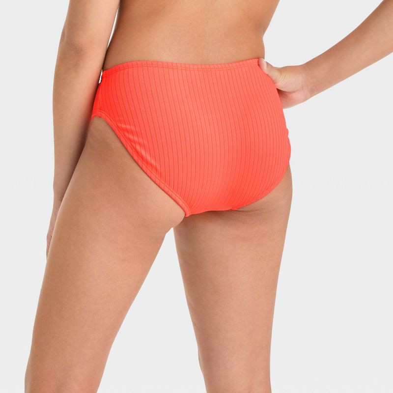 slide 2 of 3, Girls' Solid Bikini Swim Bottom - art class™ Coral Orange XS: Low Rise, UPF 50+, 4-Way Stretch, 1 ct