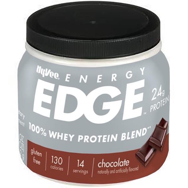 slide 1 of 1, Hy-Vee Energy Edge Chocolate 100% Whey Protein Blend, 16 oz