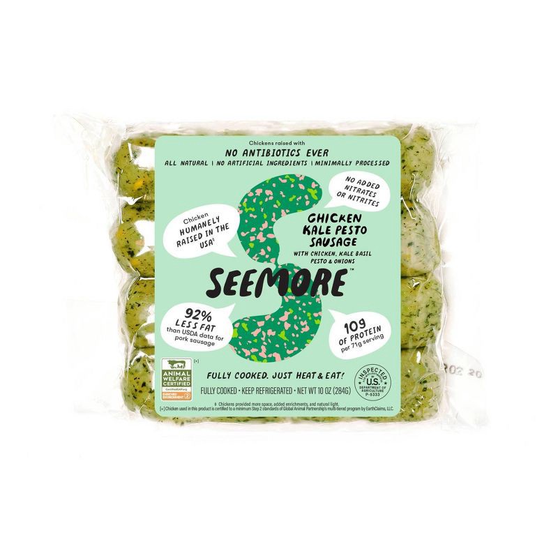 slide 1 of 2, Seemore Meats & Veggies Seemore Chicken Kale Pesto Sausage - 10oz, 10 oz
