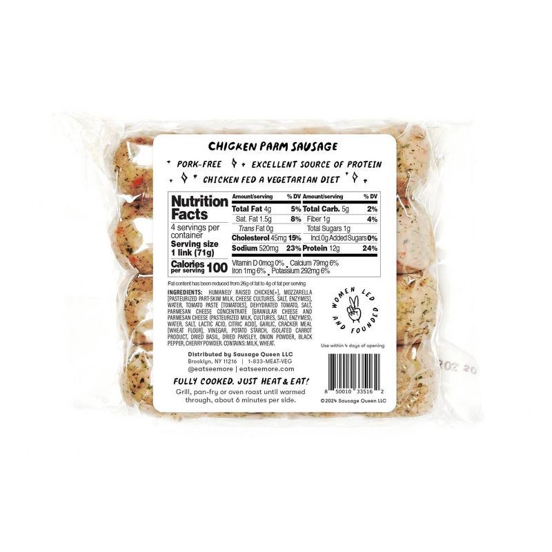 slide 2 of 2, Seemore Meats & Veggies Seemore Chicken Parmesan Sausage - 10oz, 10 oz