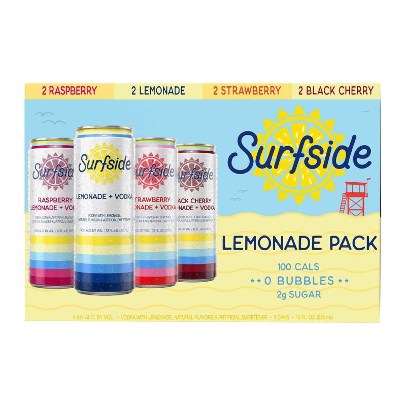 slide 1 of 6, Surfside RTD Surfside Lemonade Variety - 8pk/355ml Cans, 8 ct, 355 ml