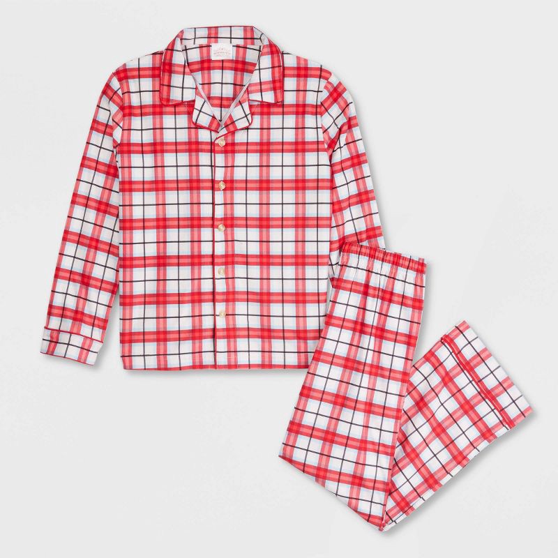 slide 2 of 4, Kids' Plaid Holiday Matching Family Pajama Set - Wondershop™ White L, 1 ct