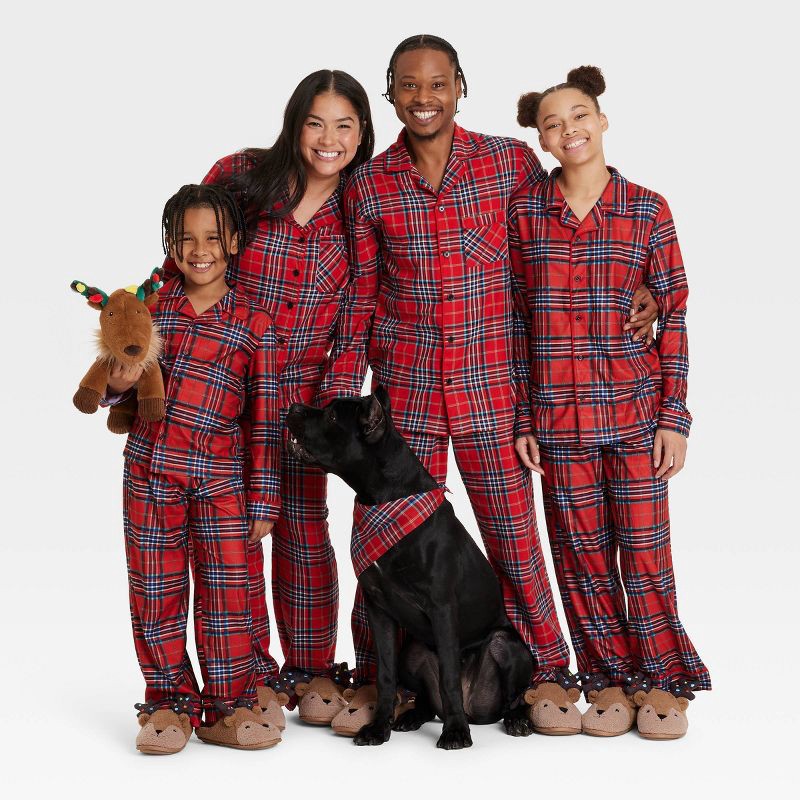slide 3 of 3, Men's Plaid Flannel Holiday Matching Family Pajama Set - Wondershop™ Red M, 1 ct