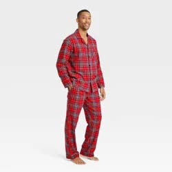 Men's Plaid Flannel Holiday Matching Family Pajama Set - Wondershop™ Red XXL