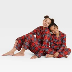 Kids' Plaid Holiday Matching Family Pajama Set - Wondershop™ Red M