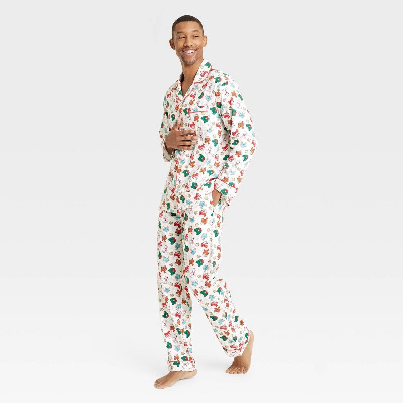 slide 1 of 3, Men's Holiday Treats Print Flannel Holiday Matching Family Pajama Set - Wondershop™ White L, 1 ct