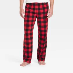 Men's Buffalo Check Microfleece Holiday Matching Family Pajama Pants - Wondershop™ Red XL