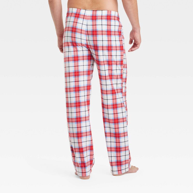 slide 2 of 3, Men's Plaid Microfleece Holiday Matching Family Pajama Pants - Wondershop™ White M, 1 ct