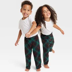 Toddler Plaid Microfleece Holiday Matching Family Pajama Pants - Wondershop™ Black 2T