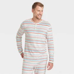 Men's Fair Isle Print Snuggly Soft Holiday Matching Family Pajama Shirt - Wondershop™ White S