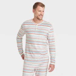 Men's Fair Isle Print Snuggly Soft Holiday Matching Family Pajama Shirt - Wondershop™ White S