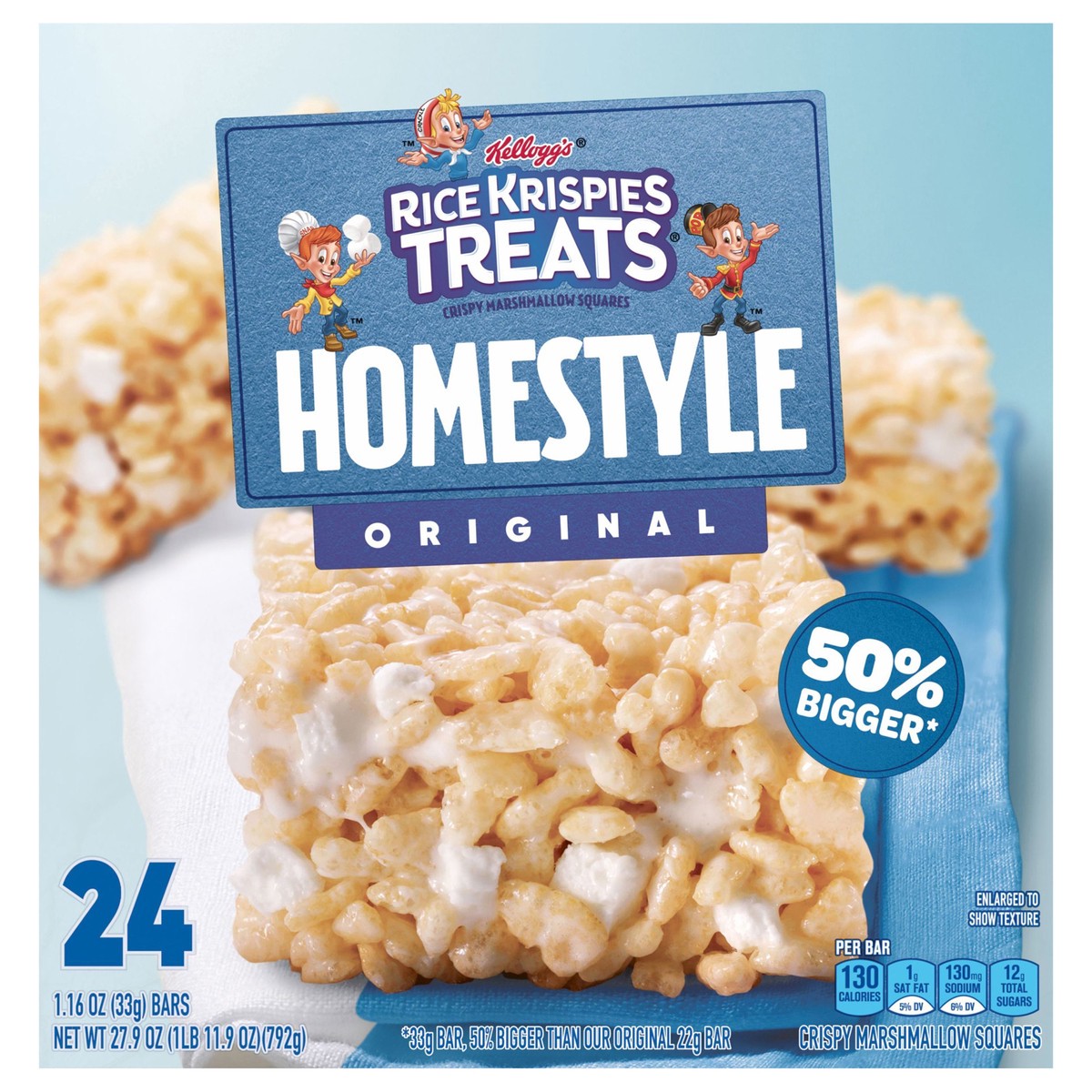 slide 1 of 5, Rice Krispies Treats Homestyle Original Marshmallow Snack Bars, 24 ct