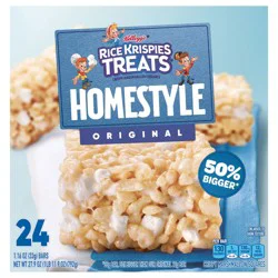 Rice Krispies Treats Homestyle Marshmallow Snack Bars, Kids Snacks, Lunch Snacks, Original, 27.9oz Box, 24 Bars