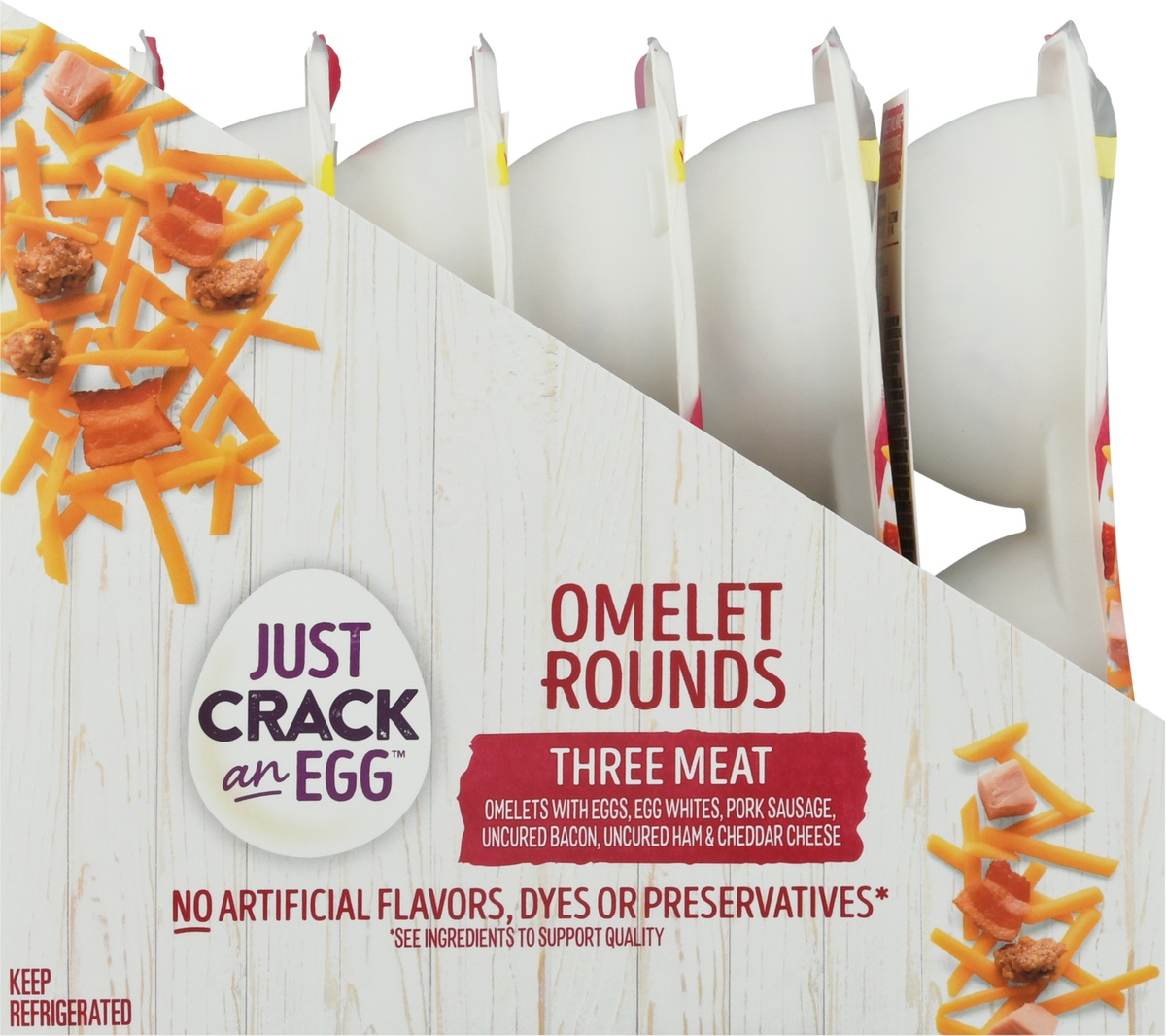 Just Crack an Egg Omelet Rounds Three Meat Egg Bites with Eggs, Pork