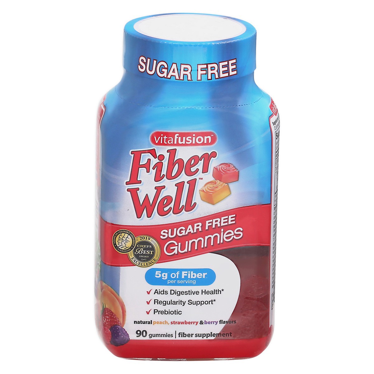slide 1 of 13, vitafusion Fiber Well Sugar Free Fiber Gummy Supplement - Peach, Strawberry and Berry Flavored - 90ct, 90 ct