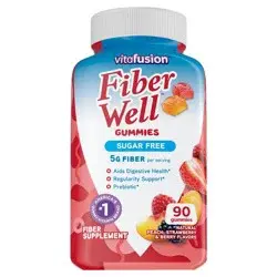 vitafusion Fiber Well Sugar Free Fiber Supplement, Peach, Strawberry and Blackberry Flavored Supplements, 90 Count