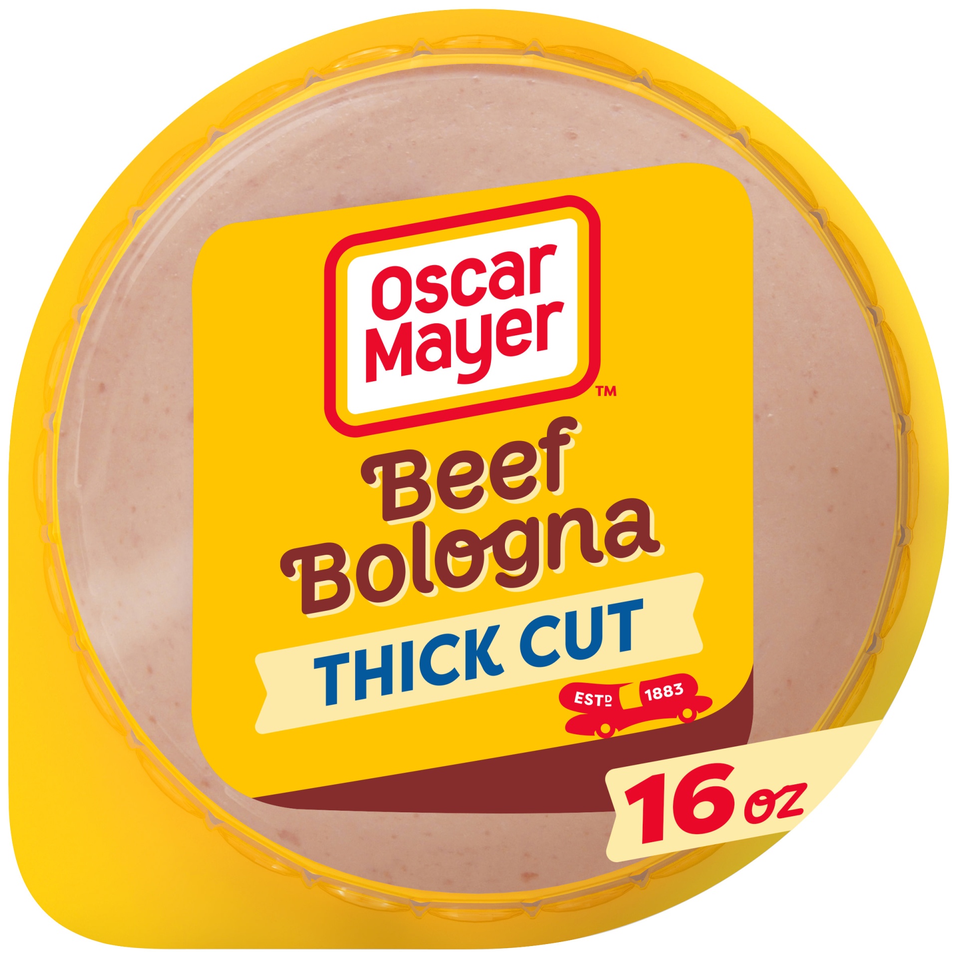 slide 1 of 2, Oscar Mayer Thick Cut Beef Bologna Sliced Lunch Meat Pack, 16 oz