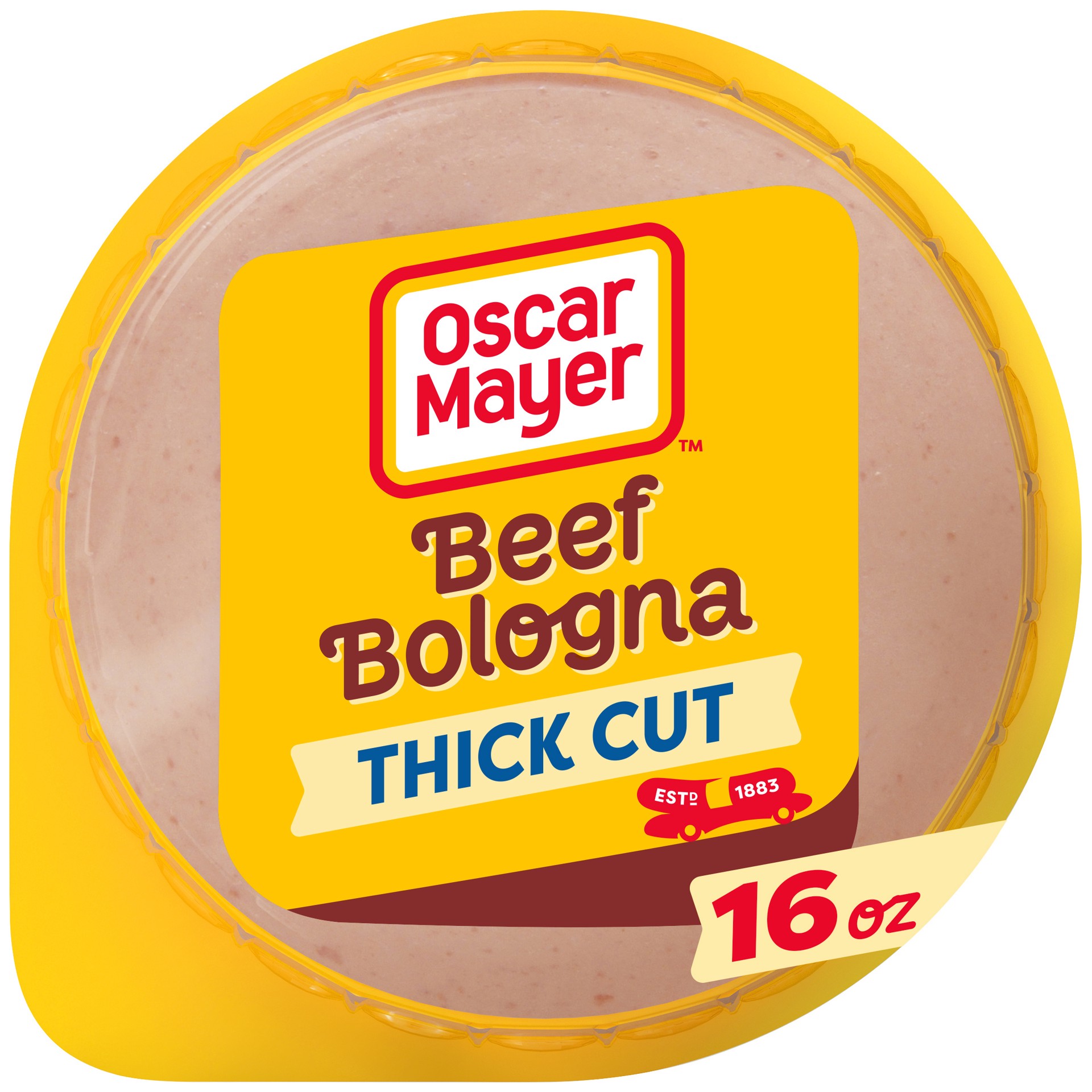 slide 1 of 2, Oscar Mayer Thick Cut Beef Bologna Sliced Lunch Meat, 16 oz. Pack, 16 oz