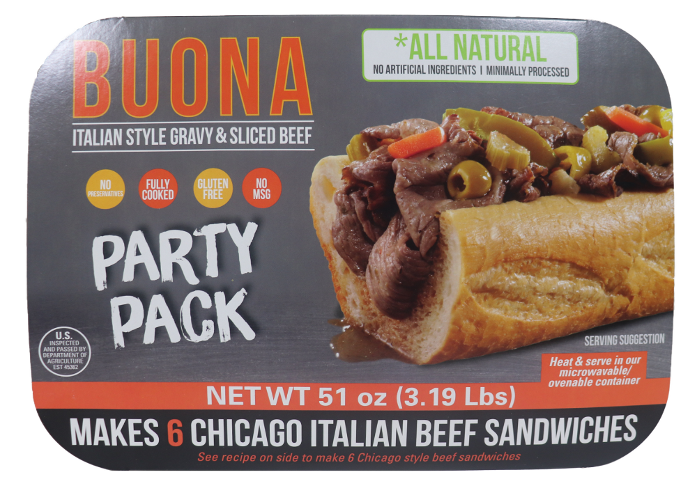 slide 1 of 1, Buona Italian Style Gravy Sliced Beef Party Pack, 3.19 lb