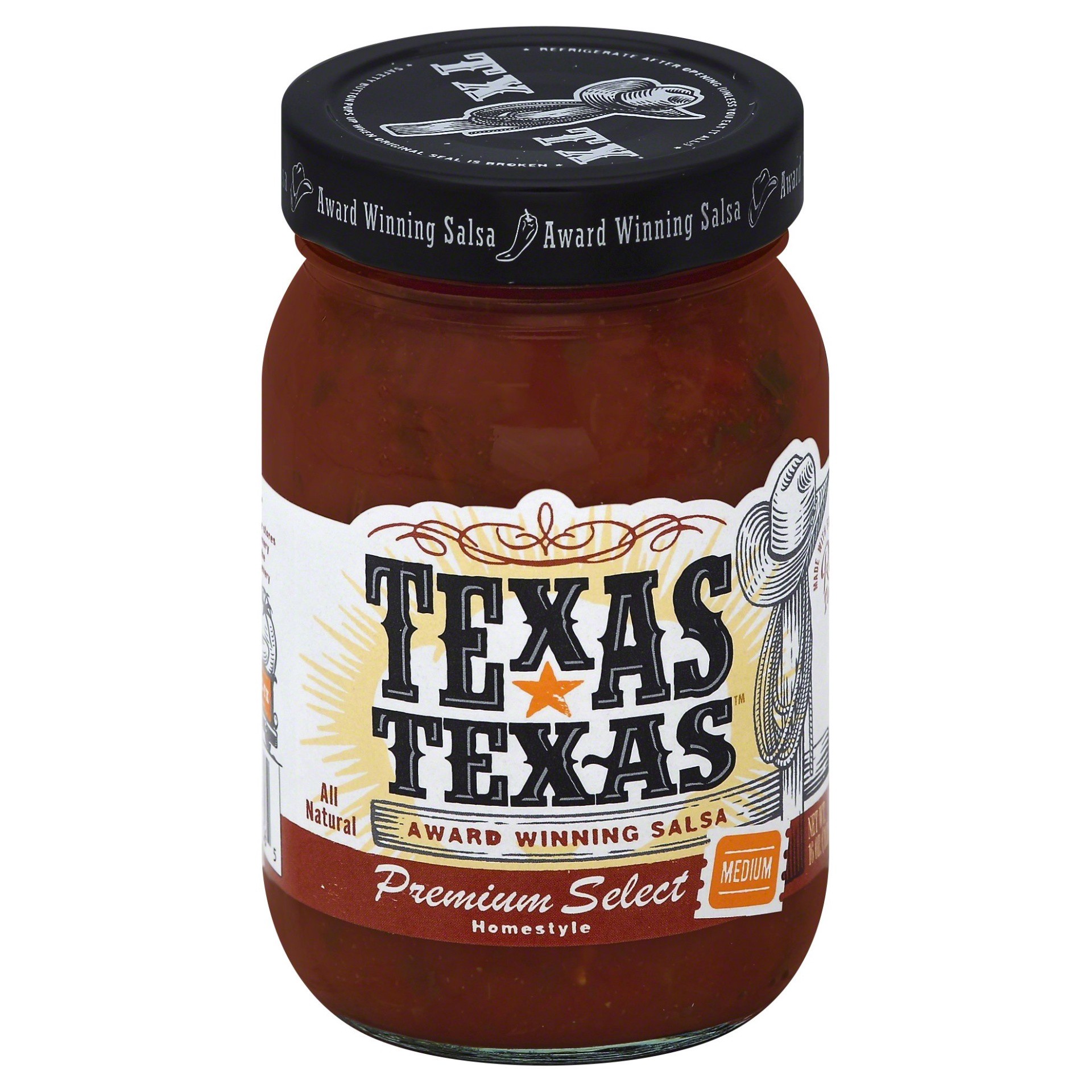 slide 1 of 2, Texas-Texas Texas Texas Salsa Medium, 16 oz