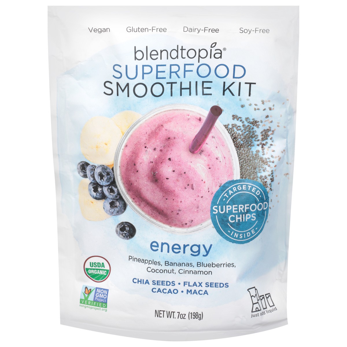 slide 1 of 9, Blendtopia Superfood Energy Smoothie Kit, 7 oz