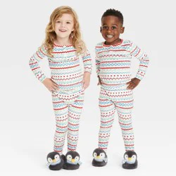 Toddler Fair Isle Print Snuggly Soft Holiday Matching Family Pajama Set - Wondershop™ White 12M