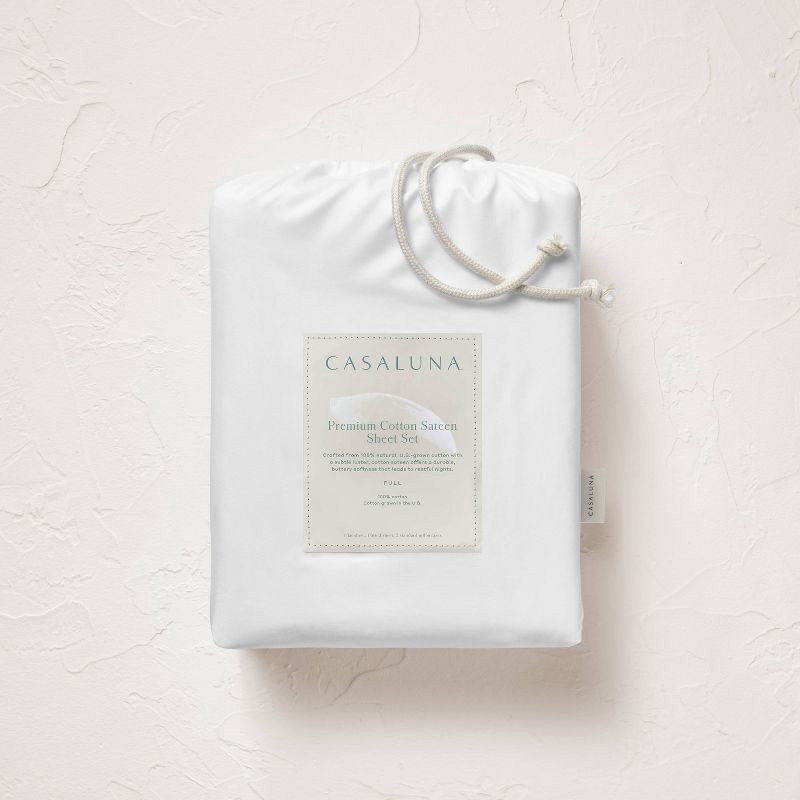 slide 6 of 7, Queen 600 Thread Count Sateen Sheet Set White - Casaluna™, 1 ct