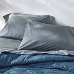 King 400 Thread Count Percale Pillowcases Mineral Blue - Casaluna™