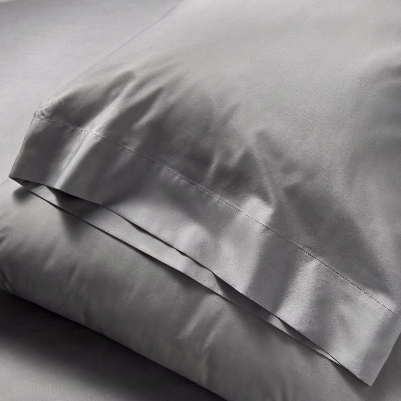slide 5 of 7, Queen 400 Thread Count Percale Sheet Set Dark Gray - Casaluna™, 1 ct
