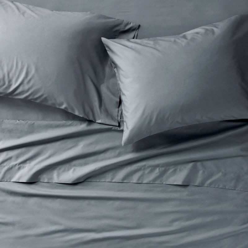 slide 3 of 5, Standard 400 Thread Count Percale Pillowcases Mineral Blue - Casaluna™, 1 ct