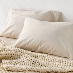 Standard 400 Thread Count Percale Pillowcases Natural - Casaluna™