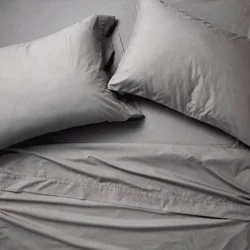 Full 400 Thread Count Percale Sheet Set Dark Gray - Casaluna™