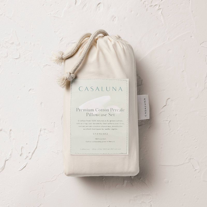 slide 5 of 5, King 400 Thread Count Percale Pillowcases Natural - Casaluna™, 1 ct