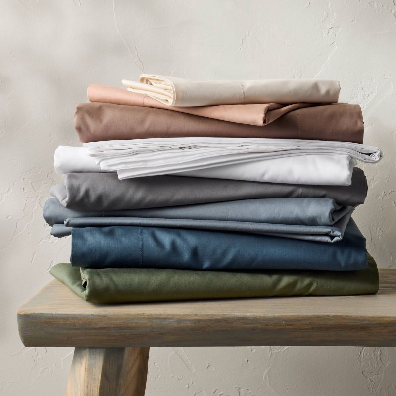 slide 7 of 7, Queen 400 Thread Count Percale Sheet Set White - Casaluna™, 1 ct