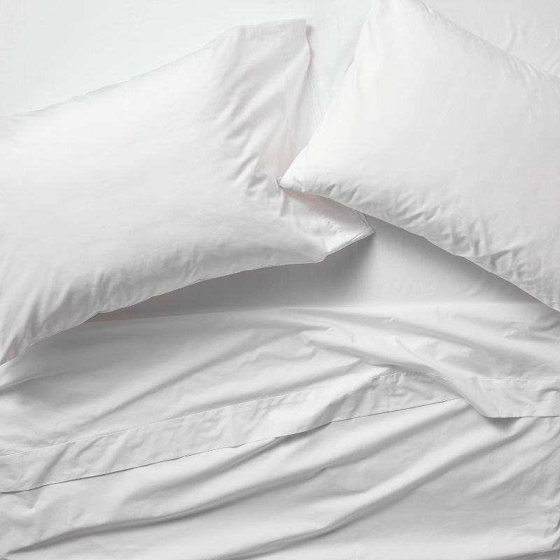 slide 3 of 5, King 400 Thread Count Percale Pillowcases White - Casaluna™, 1 ct
